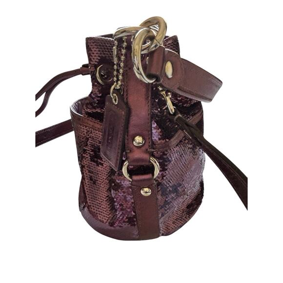 Coach Poppy Special Edition Sequins Amethyst Cinch Drawstring Bucket 17906 NWT - Picture 4 of 14